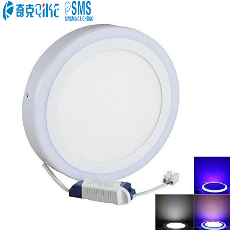 Round Square Double Color Led Ceiling Panel Lamp Surface Mounted SMD Recessed12+6W LED Panel Light