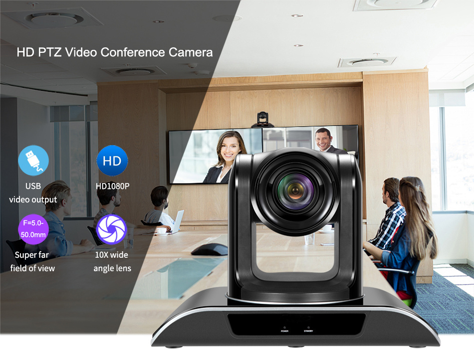 10X Optical Zoom 1080P Conference Video PTZ Camera USB2.0 Output