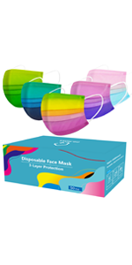 rainbow disposable face masks