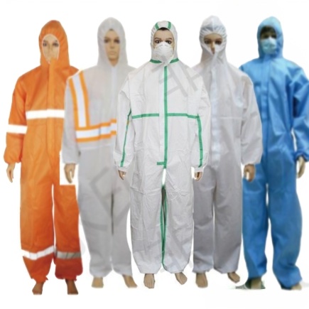 Adult Unisex Disposable Isolation Coveralls with CE Type4/5/6 Cat3