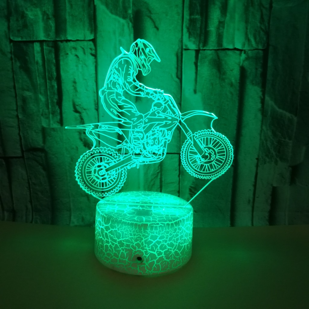 3D LED motorcycle night light Colorful visual stereo gradient touch remote control small table lamp