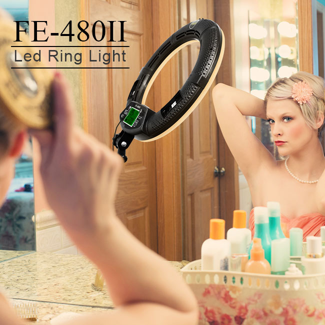 Daylight 18 Inch LED Ring Light CRI 96 Beauty Livestream FE-480II Ring Lamp With Stand 2