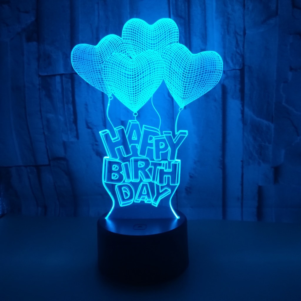 New Happy Birthday Romantic Valentine Heart 3D night Light gift Creative Touch Desktop 3D Table Lamp