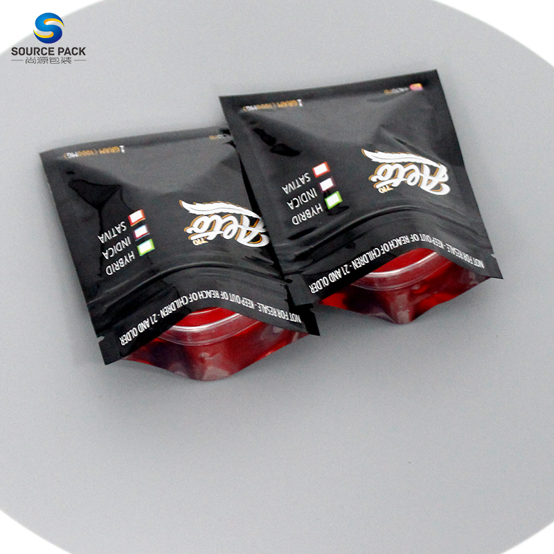 Black Color Three Heat Sealed Candy Bag 3.5g Smell Proof Package 