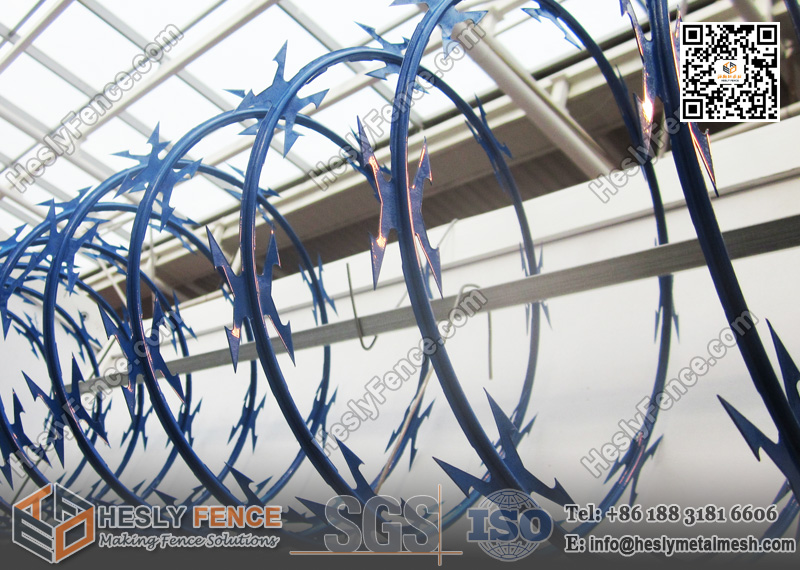 Blue Color PVC coated Concertina Razor Wire Coil