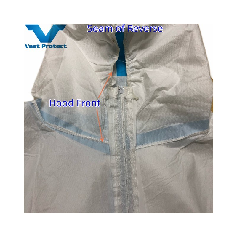 White Breathable Anti-Static Disposable Microporous Coverall with Sealed Seam