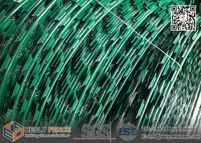 green color pvc coated concertina razor wire coil