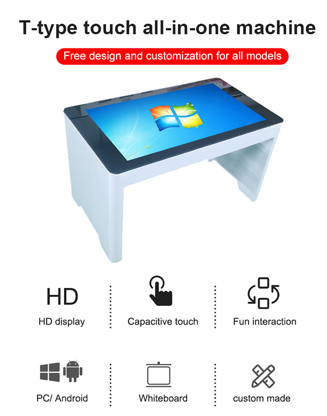 32 Inch Indoor Interactive Smart Touch Screen Coffee Table For Entertainment Industrial PC