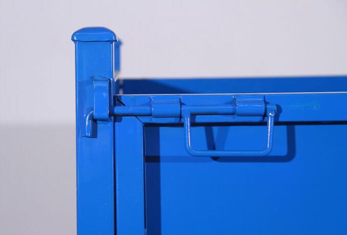 Collapsible Blue Metal Stackable Steel Pallet Box 1000kg Loading Capacity