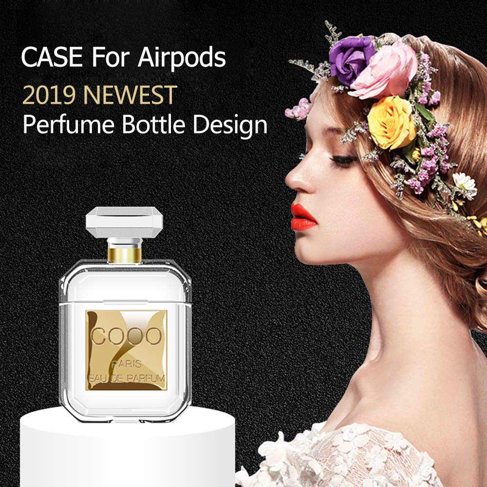 Compatible for Airpods Luxury Perfume Bottle Clear Case Cover Protective Silicone Skin for Airpods Charging Case
