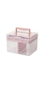 clear and pink small plastic box