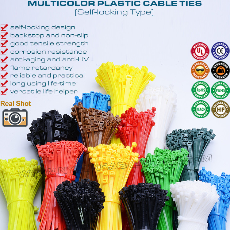 4" Color Plastic Cable Ties 2.5x100mm, Premium Nylon 66 Zip Tie Strap with 18lbs Tensile for Wires & Cables
