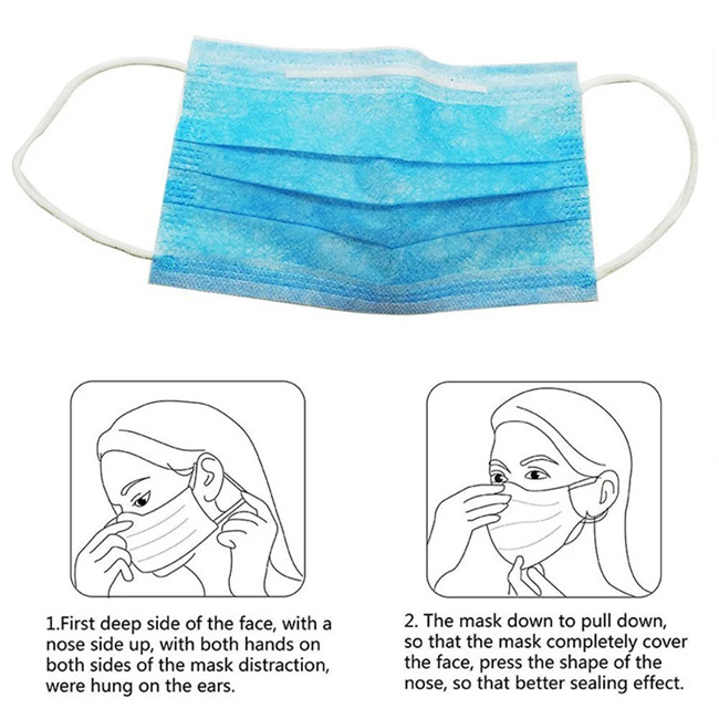 Blue Earloop Pleated 3 Ply Face Medical Procedure Disposable Surgical Safety Mask