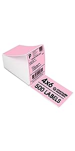 pink fanfold labels