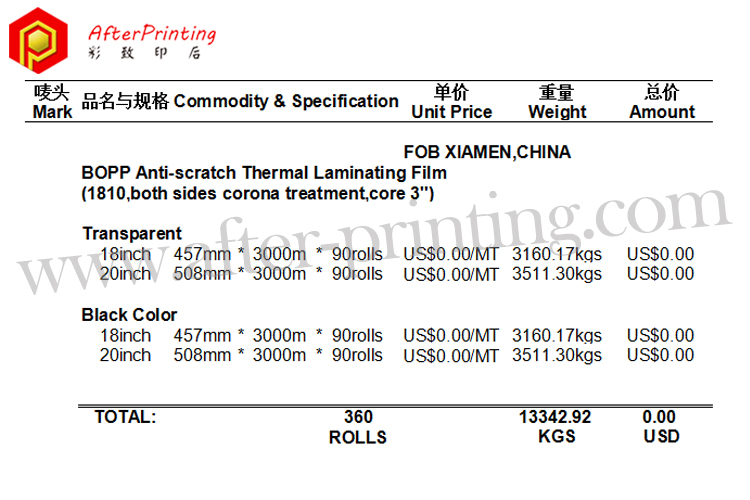 scratch resistant matt thermal lamination film