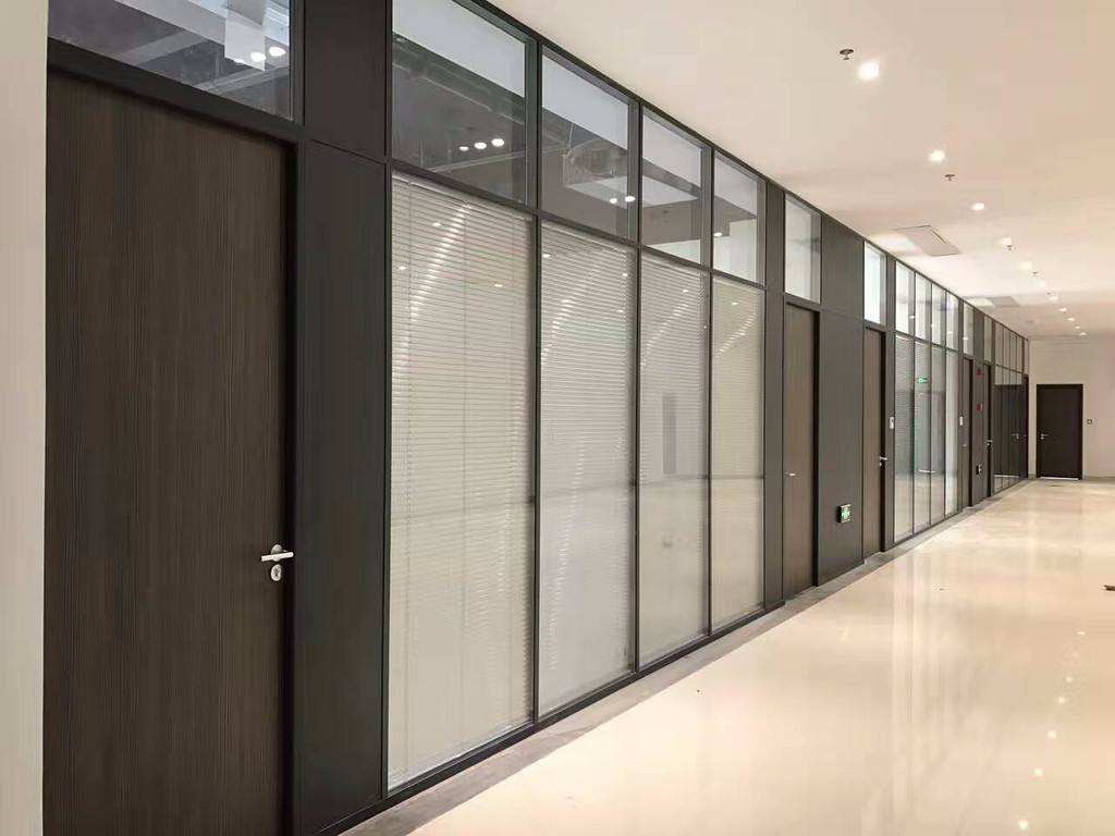 Double glass office fixed partition wall removable office soundproof glass partition wall demountable office partition