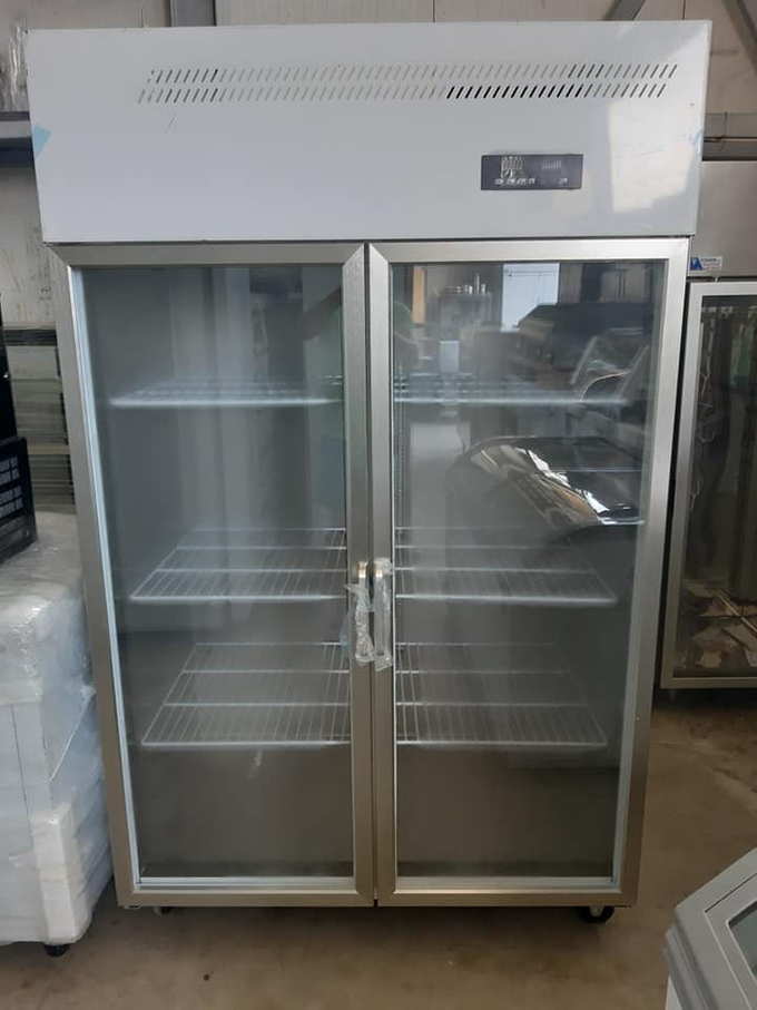 Double door large capacity commercial glass door stainless steel reefer freezer 1