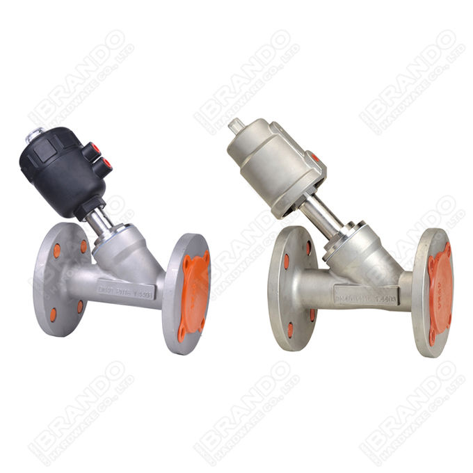 Stainless Steel Pneumatic Threaded Angle Seat Valve Double Acting 3