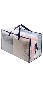 extra-large heavy-duty clear storage moving bag see-through durable handles opens wide sturdy zipper