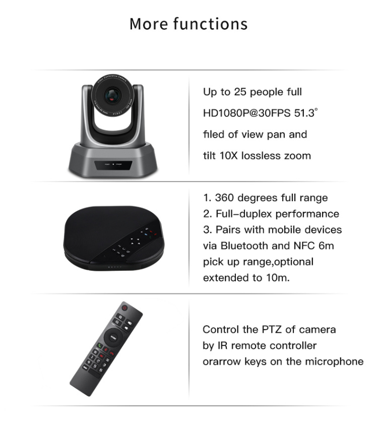 10X Zoom Full HD 1080P Video Conference Camera Kits All in One Video Conference Solution
