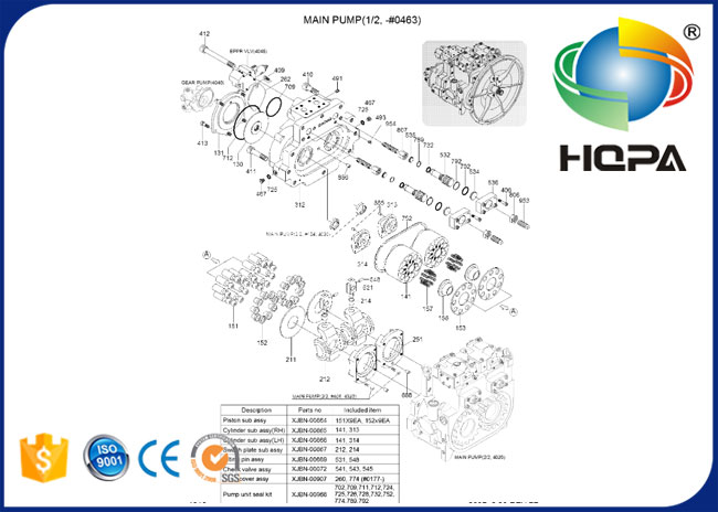 XJBN-00966 XJBN00966 Hydraulic Main Pump Seal Kit for Hyundai R450LC-7