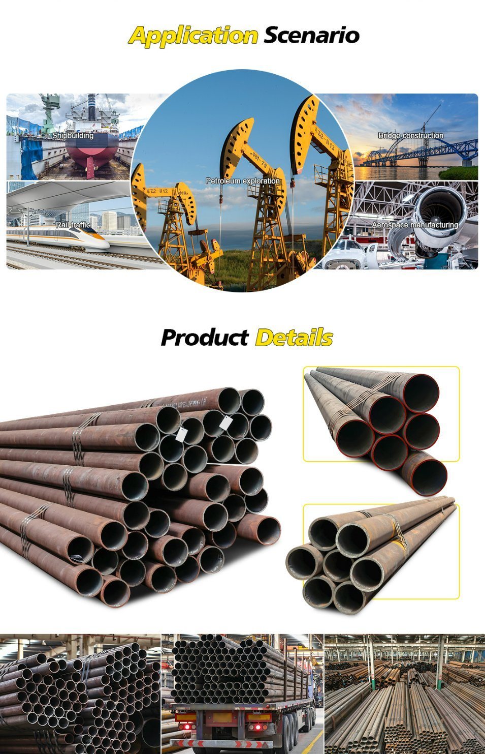 API 5L ASTM A106 ASTM A53 Grade B Sch40 Oil and Gas Pipeline Hot Rolled Carbon Steel Pipe/ Seamless Steel Tube