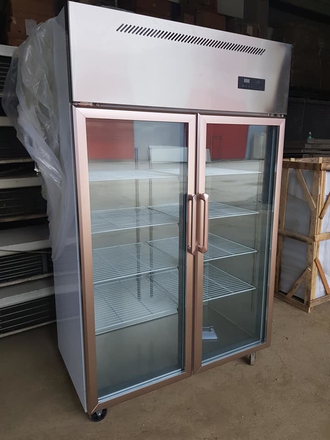 Double door large capacity commercial glass door stainless steel reefer freezer 4