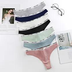 Women&prime;s Cotton G-String Thong Panties Underwear Sexy Ladies Letter Low-Rise Lingerie Tangas
