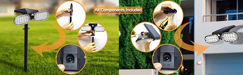 stand in ground or wall mount available waterpproof outdoor solar lights IP65 daylight white