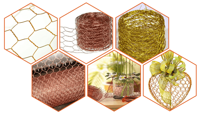 The picture shows copper hexagonal wire mesh roll which width is narrow.
