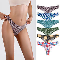 Custom Printed Panties Thong Floral Pattern Girls in Thongs Printed Ice Silk Seamless Briefs