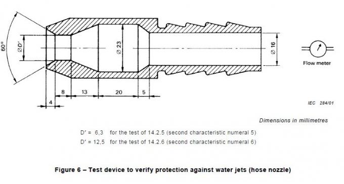 IEC60529 IPX5 IPX6 Ingress Protection Test Equipment Handheld Water Jet Nozzles Dia 6.3mm / 12.5mm 0