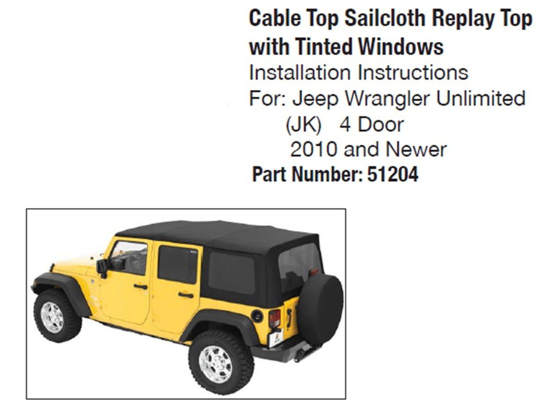 2010-2014 Jeep Wrangler Unlimited JK 4 Door Soft Top With Tinted Rear Windows 51204