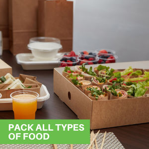 With a tray and cover included, these party containers for food keep food intact during transport.