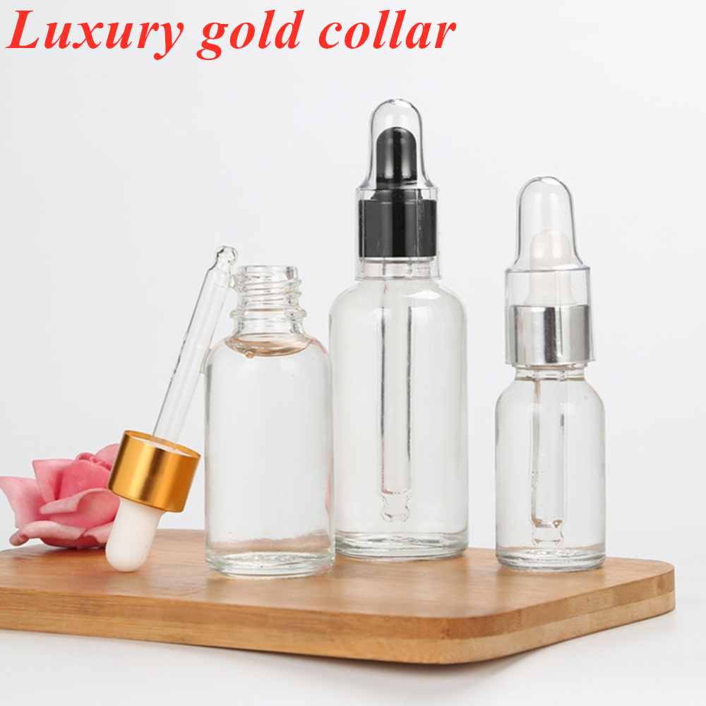 Wholesale Cheap 5ml 10ml 15ml 20ml 50ml 100ml Clear Transparent Serum Essential Oil Glass Dropper Bottle for Skincare