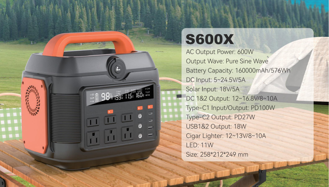600W Portable Power Station 300W 500W 1200W 2200W for Camping Outdoor Work