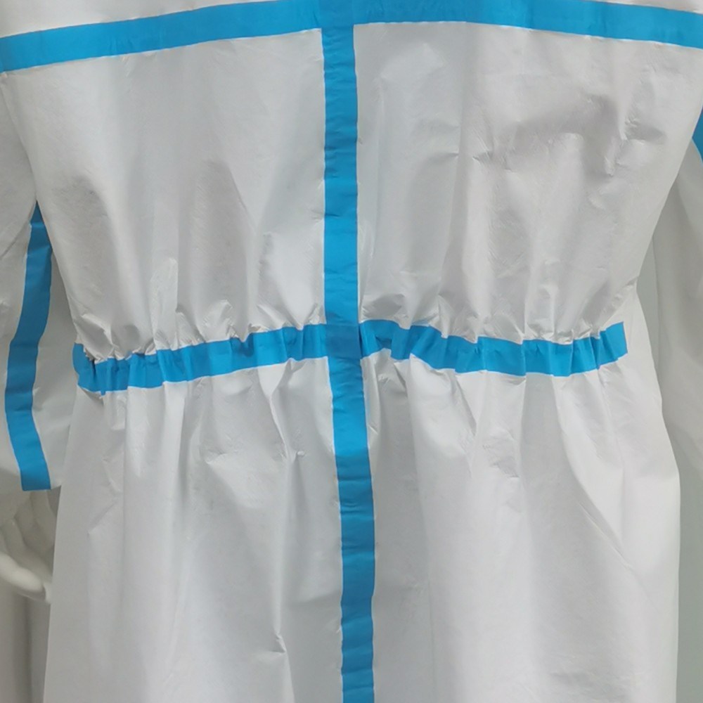 En14126 Wholesale Waterproof Disposable Microporous Coverall with Tape