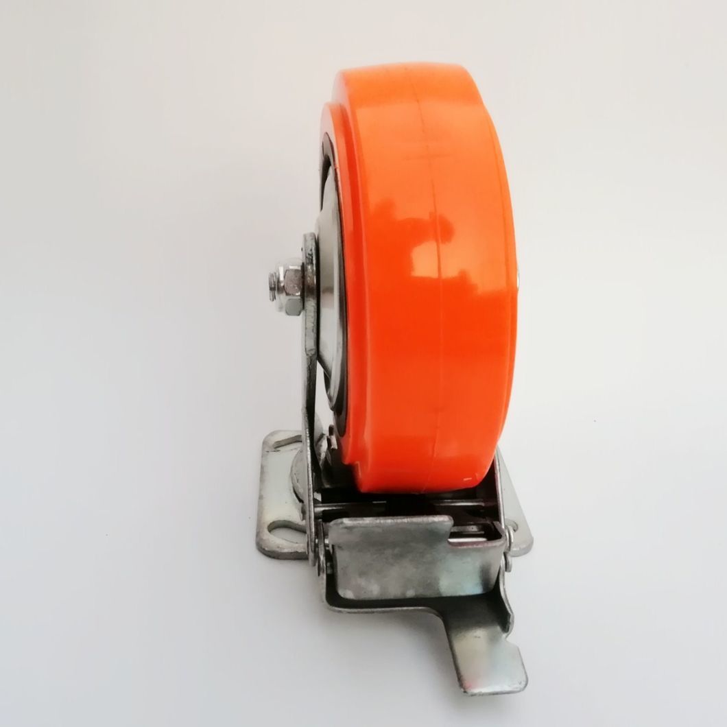 Heavy Duty Orange Polyurethane Swivel Caster Wheel with Brake