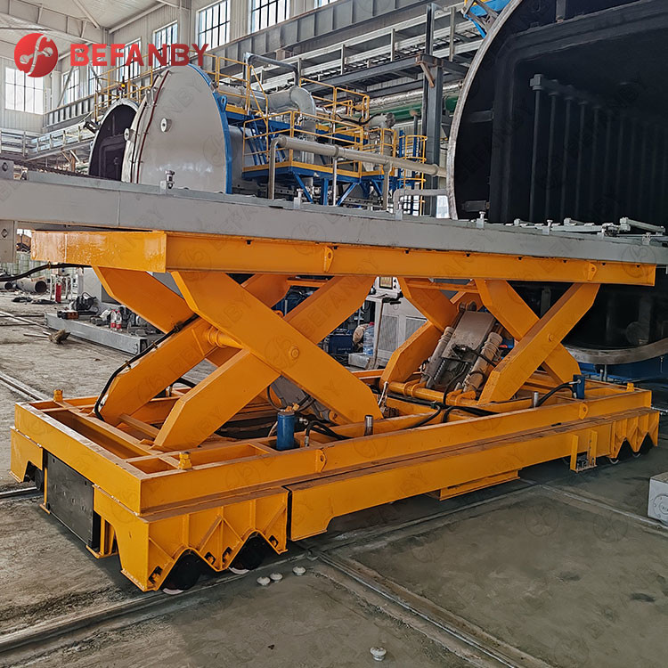 Customized Scissor Lifting 50 T Capacity Electric Transfer Trolley