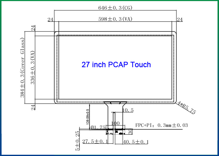 27 inch capacitive touch glass