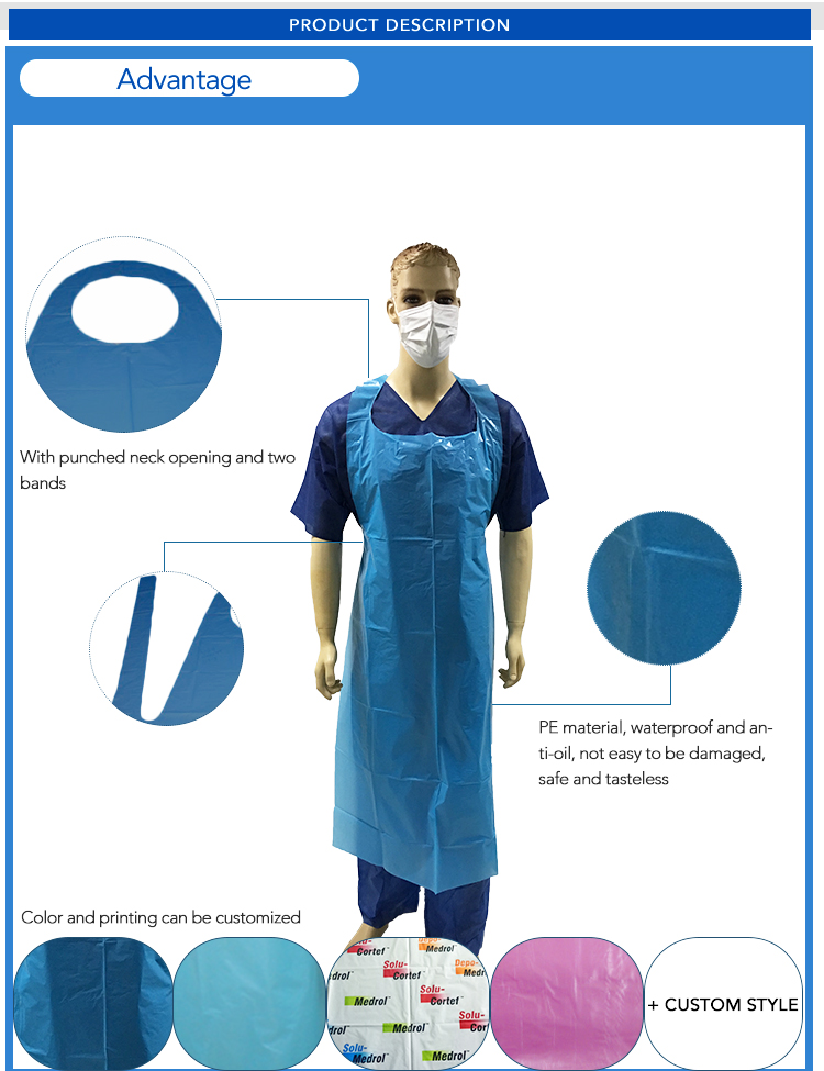 Medical Colored Disposable PE Apron