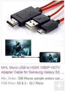 China MHL Micro USB to HDMI 1080P HDTV Adapter Cable for Samsung Galaxy S3, Galaxy S4, S5 i9600 on sale 