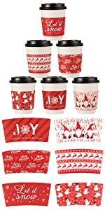 30 Pack Christmas Coffee Tea Cup Sleeves