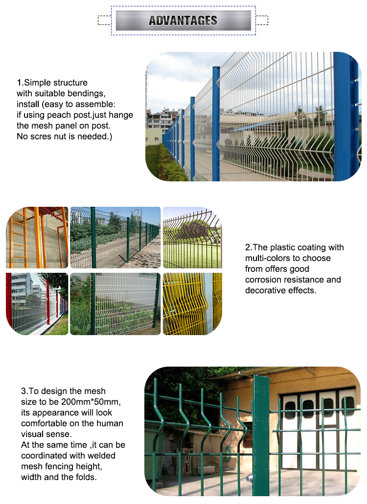 Cheap Galvanized/PVC Coated Mesh 3D Fence Bend Fence for Security