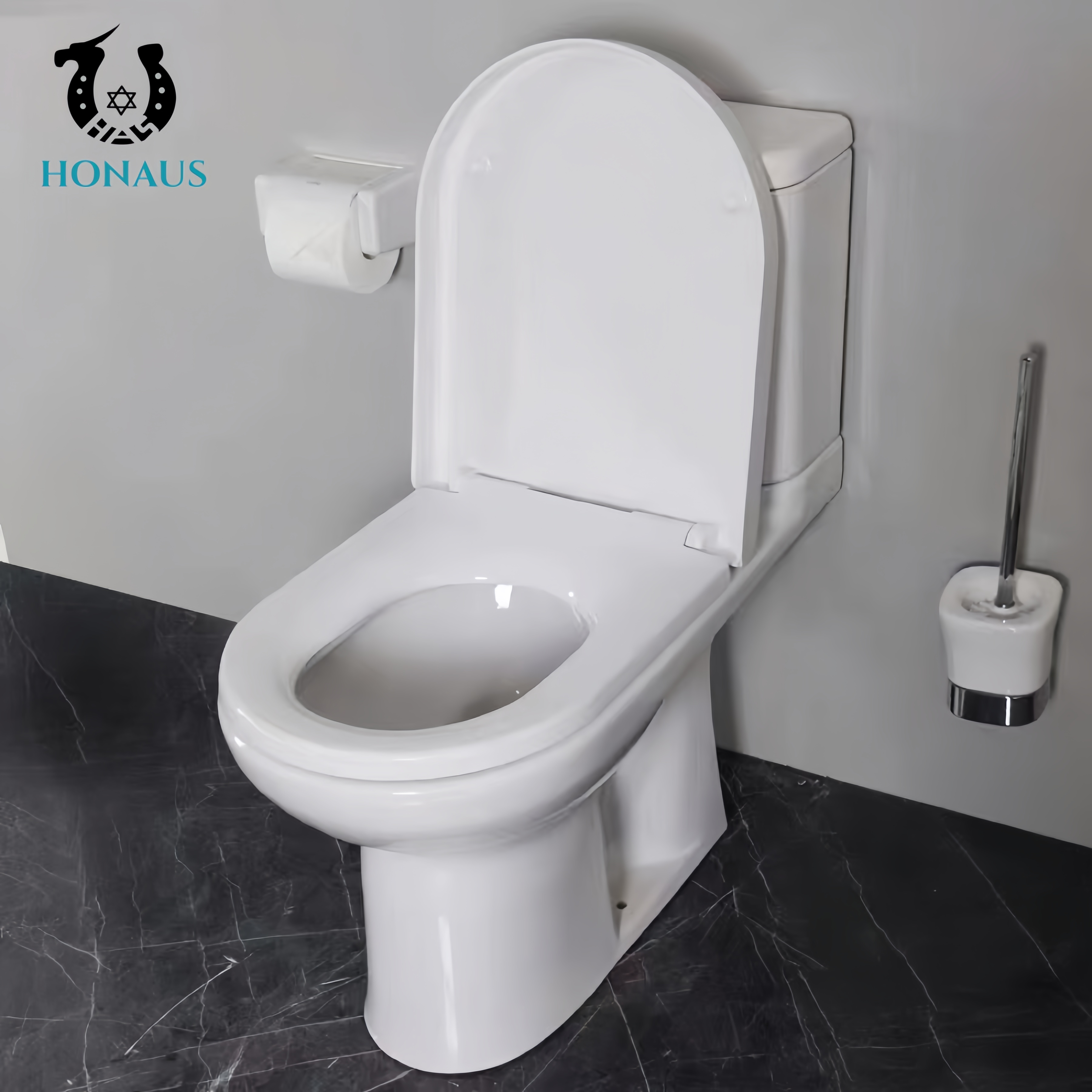Practical Two Piece Toilet Bowl Elongated Ceramic S/P Trap Water Saver