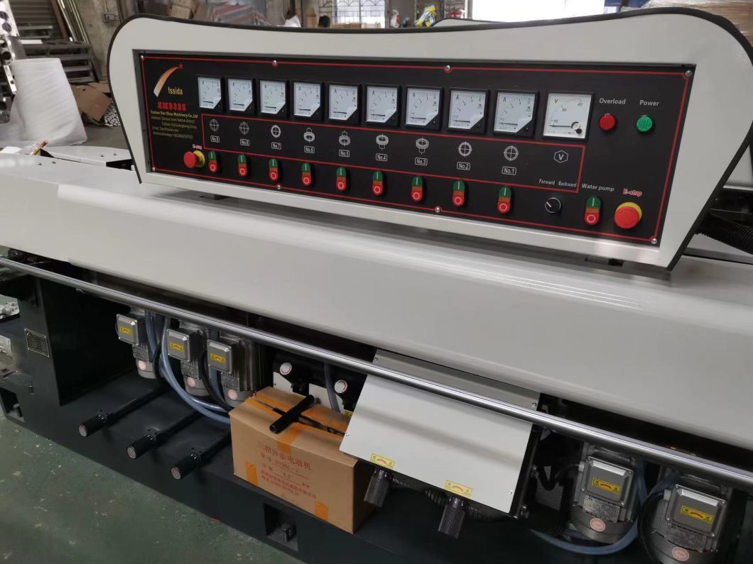 9 Spindles Straight Line Glass Edging Polishing Machine with PLC Control