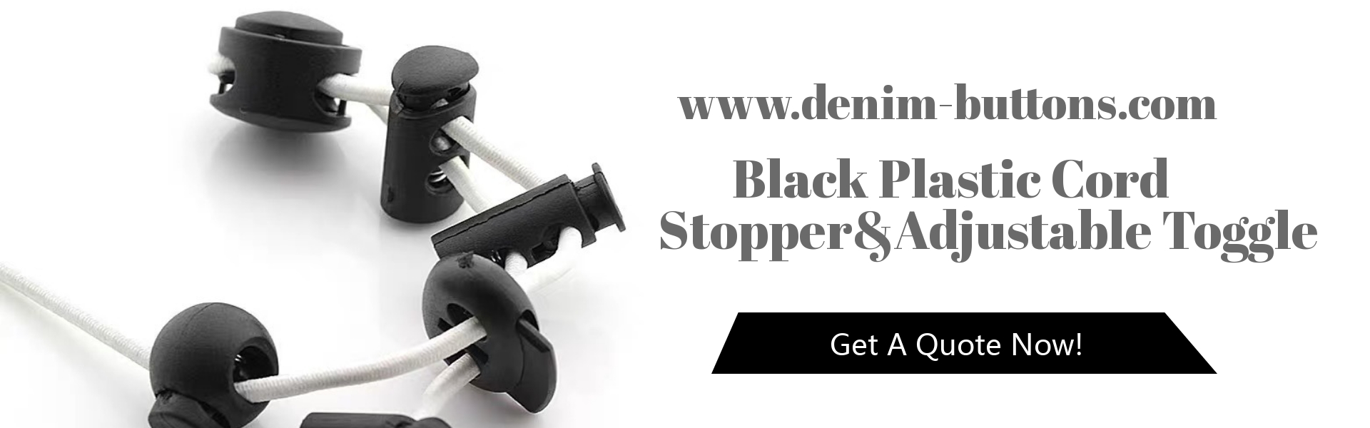 Black Plastic Cord Stopper & Adjustable Toggle