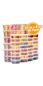 8/16 oz plastic containers with lids