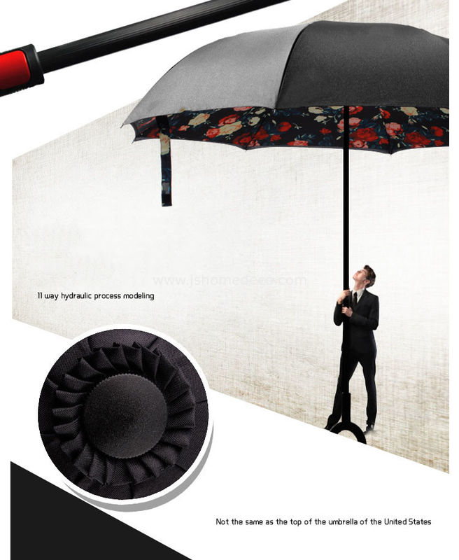 Double layer canopy inside out reversible umbrella, upside down umbrella, reverse inverted umbrella