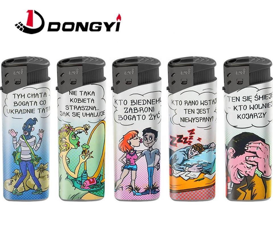 Promotional Dy-026 Cartoon Figure Label Camping Electronic Gas Lighter
